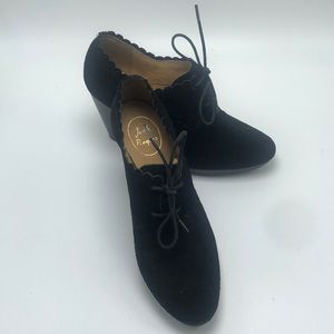 Jack Rogers Olivia Black Suede Wedge Booties 8